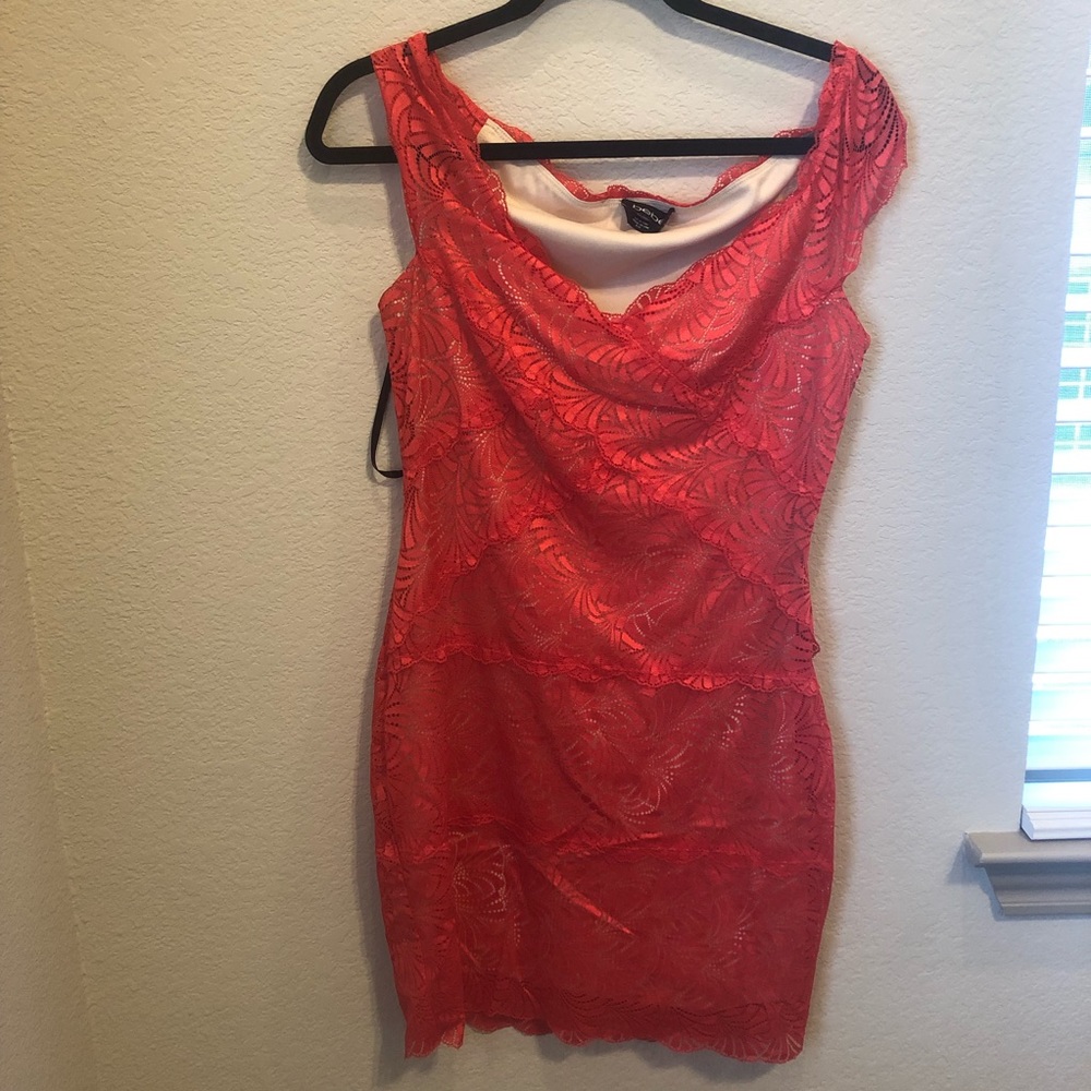 Women's Bebe Dress Formal Off the Shoulder Lace Eyelet